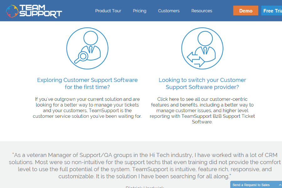 TeamSupport screenshot - 10 bedste softwareløsninger til kundeoplevelse i 2026