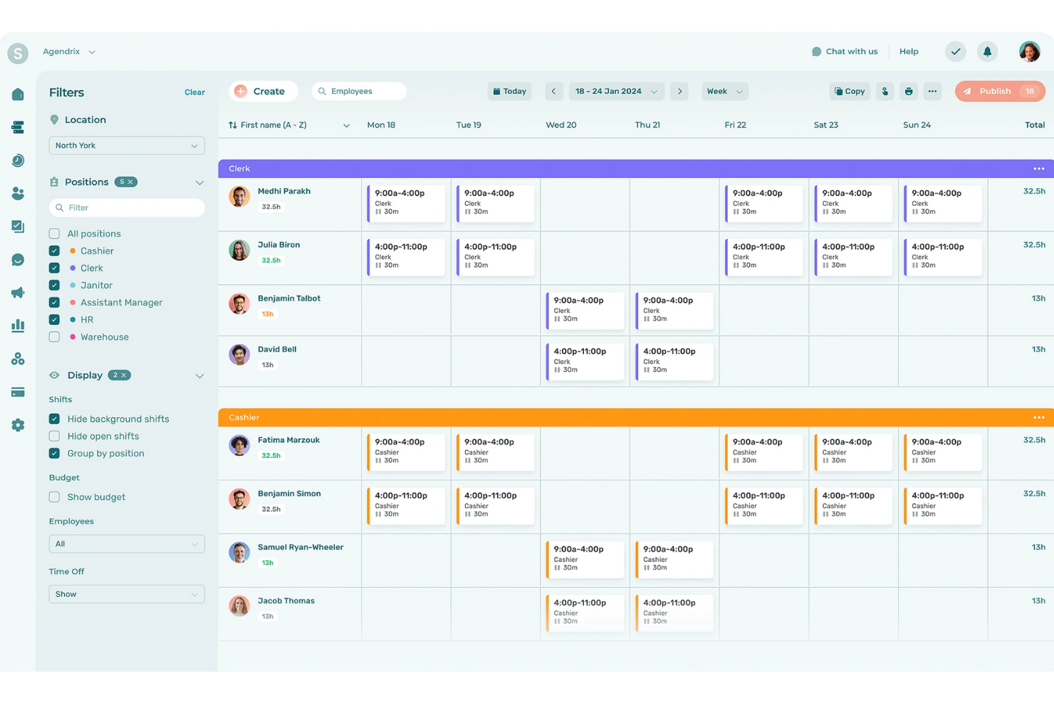 Agendrix screenshot - 10 bedste softwareløsninger til arbejdsstyring i callcentre i 2026