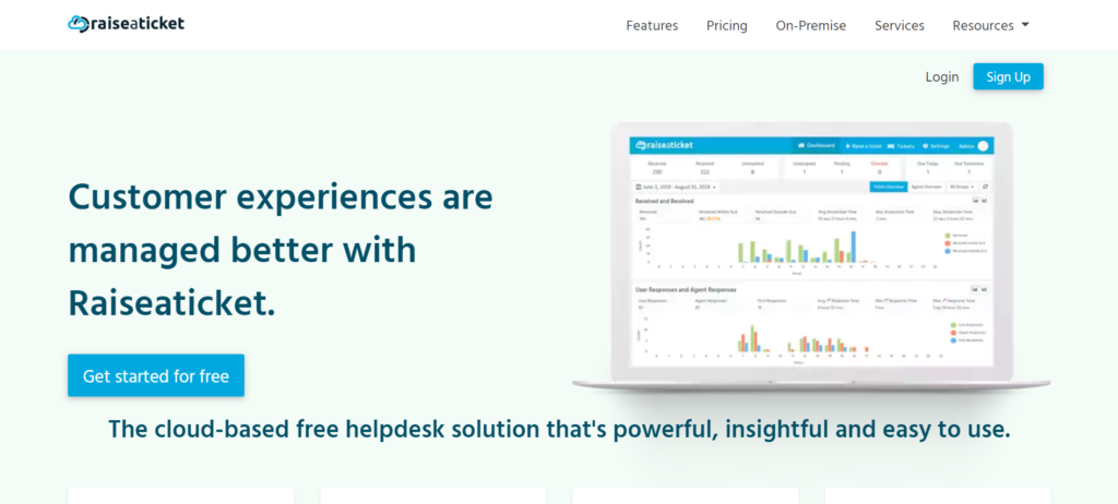 Raiseaticket screenshot - 14 bedste gratis helpdesksoftware til CX-teams i 2026