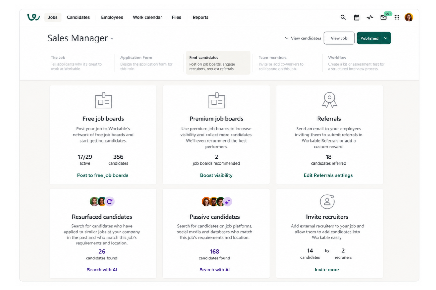 Workable screenshot - 10 bedste rekrutteringsprogrammer til VVS-virksomheder i 2026