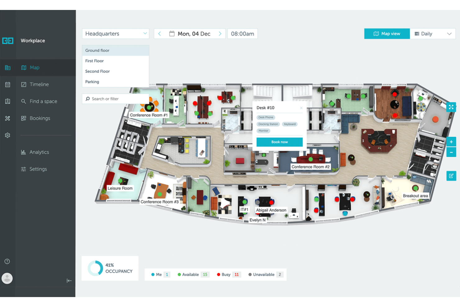 YAROOMS screenshot - De 10 bedste AI-programmer til styring af kontorarealer i 2026