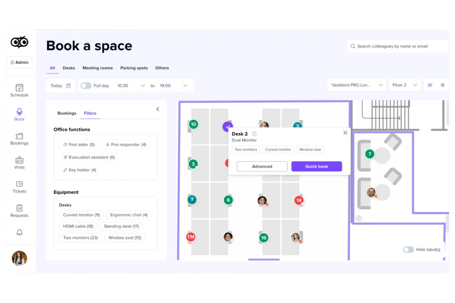 deskbird screenshot - De 10 bedste AI-programmer til styring af kontorarealer i 2026