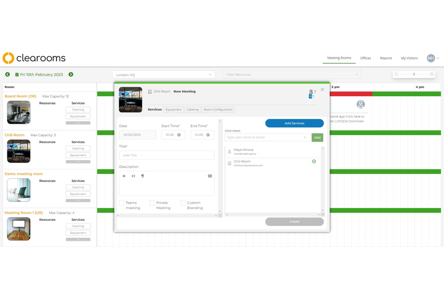 Clearooms screenshot - 10 bedste alternativer til Skedda til booking af lokaler i 2026