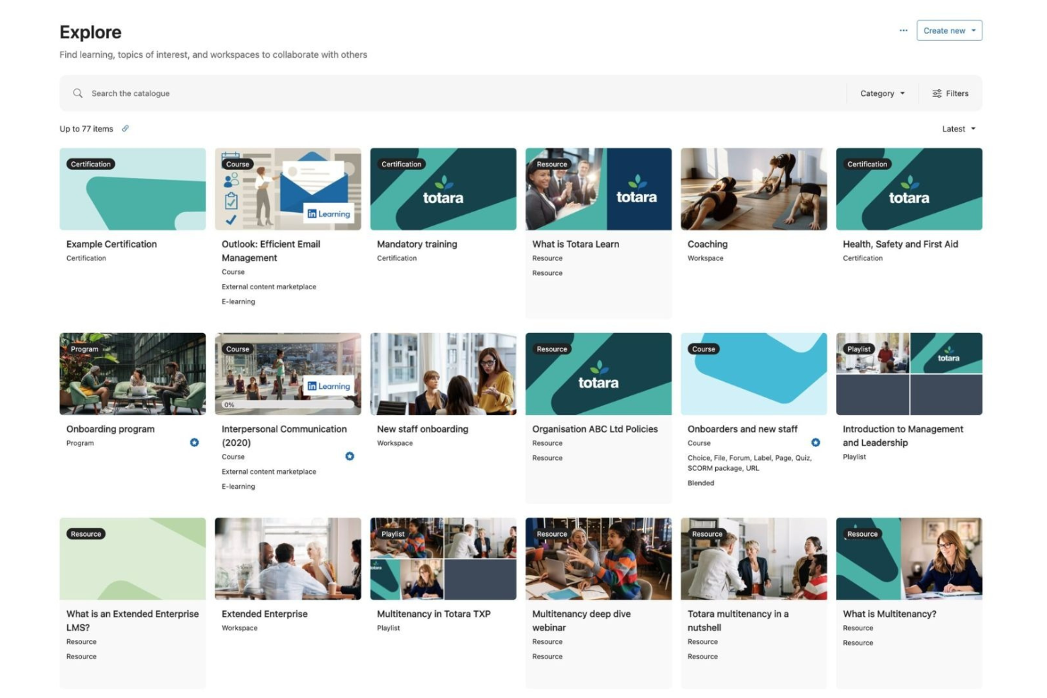 Totara screenshot - 10 platforme til læringsstyring med åben kildekode udvalgt til 2026
