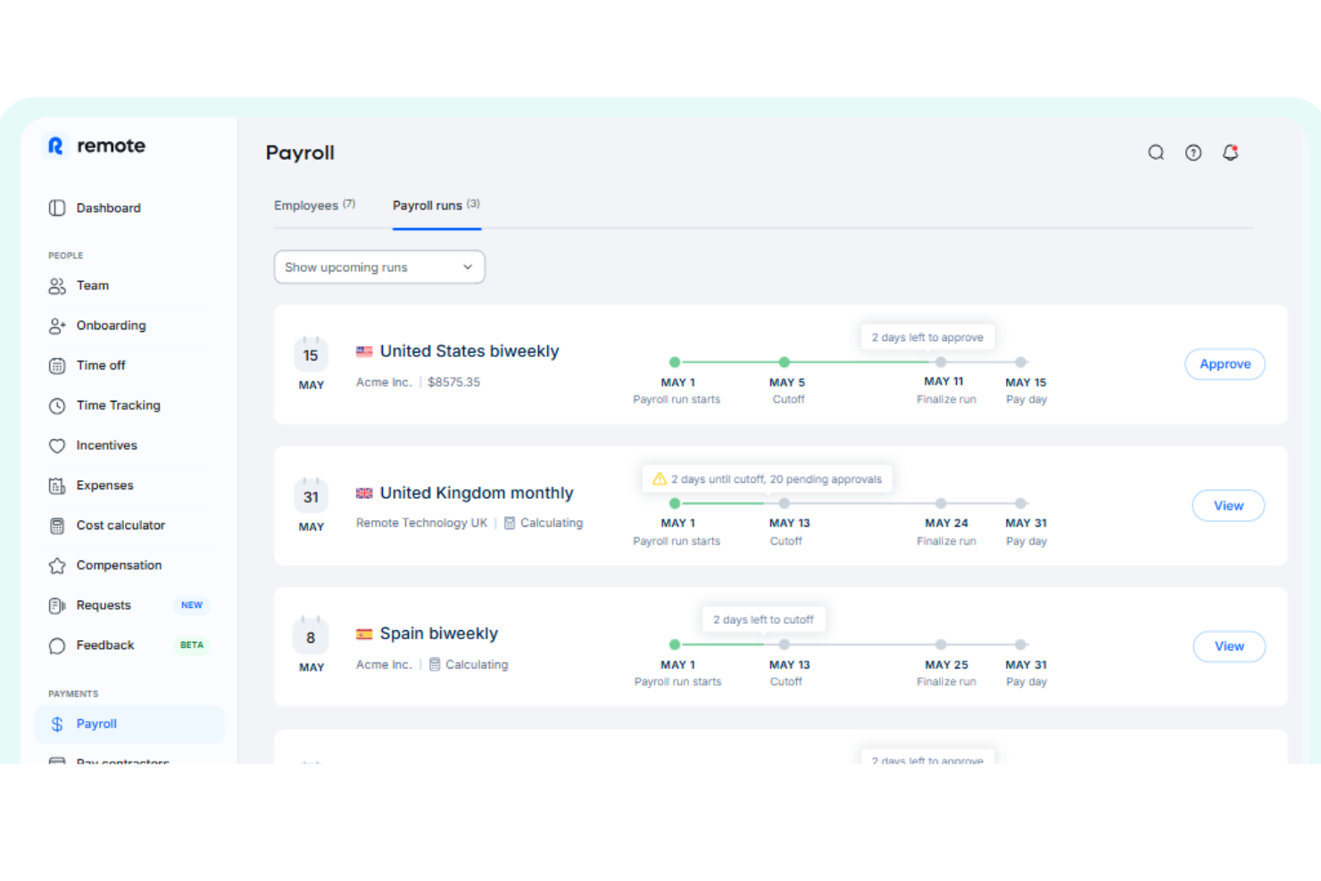 Remote screenshot - 10 bedste Justworks-alternativer til PEO-tjenester i 2026