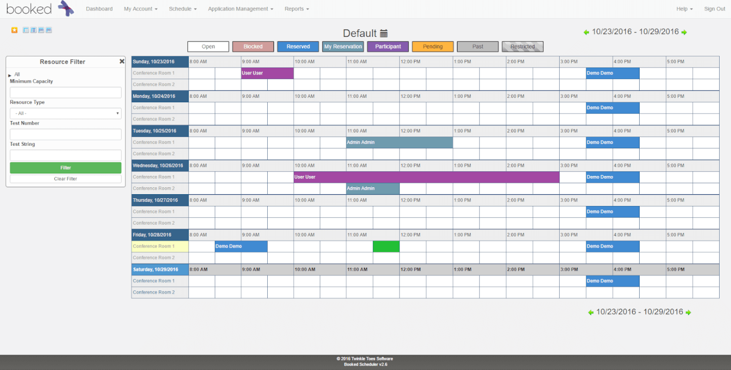 Booked Scheduler screenshot - 10 bedste softwareløsninger til medarbejderplanlægning med åben kildekode i 2026