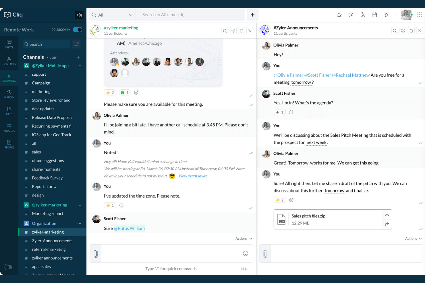 Zoho Cliq screenshot - 10 najlepszych narzędzi komunikacji wewnętrznej w 2026 roku