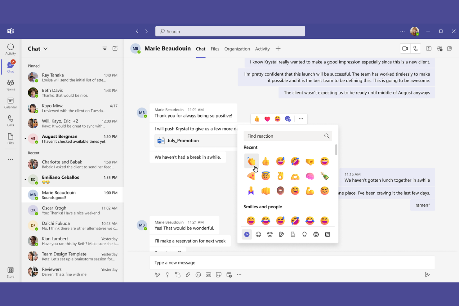 Microsoft Teams screenshot - 10 najlepszych narzędzi komunikacji wewnętrznej w 2026 roku