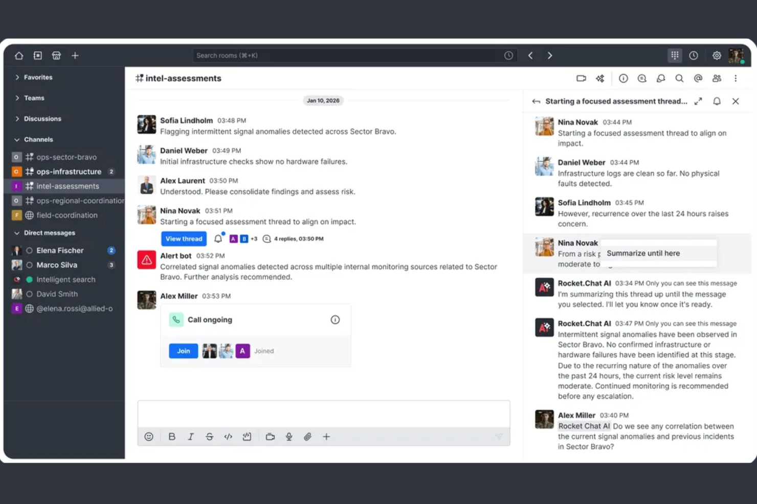 Rocket.Chat screenshot - 10 najlepszych narzędzi komunikacji wewnętrznej w 2026 roku