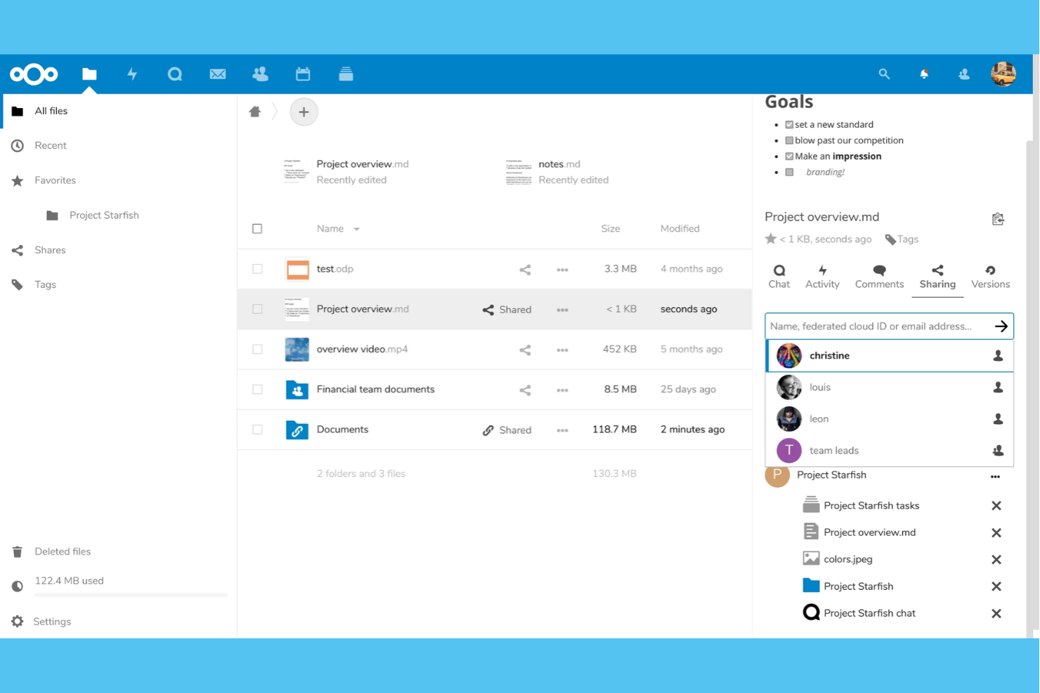 Nextcloud screenshot - 15 propozycji oprogramowania do współpracy open source na 2026 rok