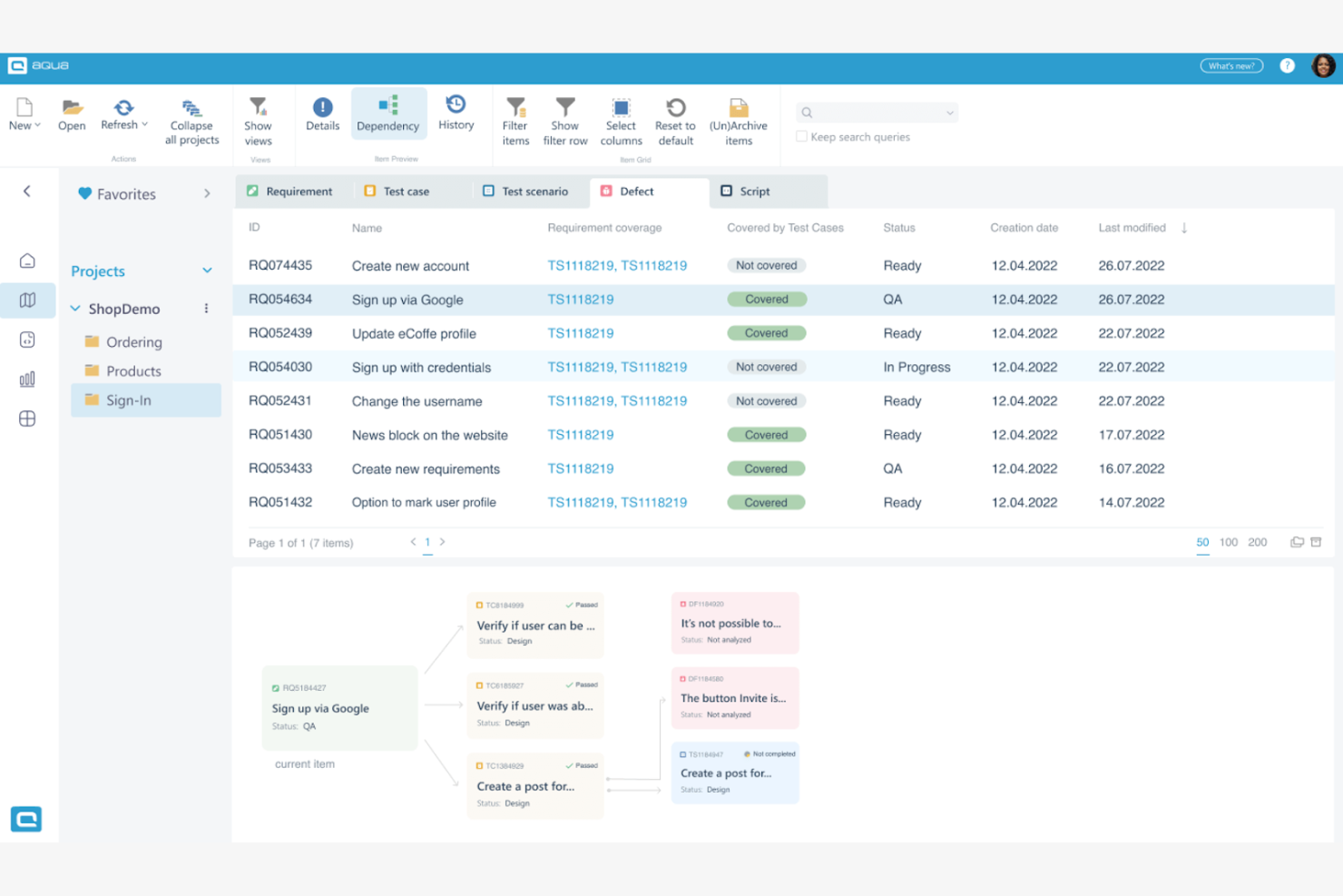aqua cloud screenshot - 10 najlepszych narzędzi do zarządzania wymaganiami opartych na sztucznej inteligencji — recenzja na 2026 rok