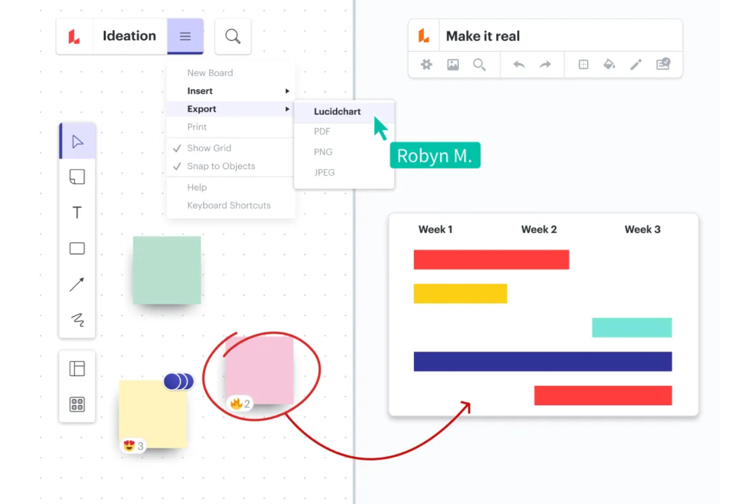 Lucidspark screenshot - 10 najlepszych alternatywnych narzędzi Mural do współpracy w 2026 roku