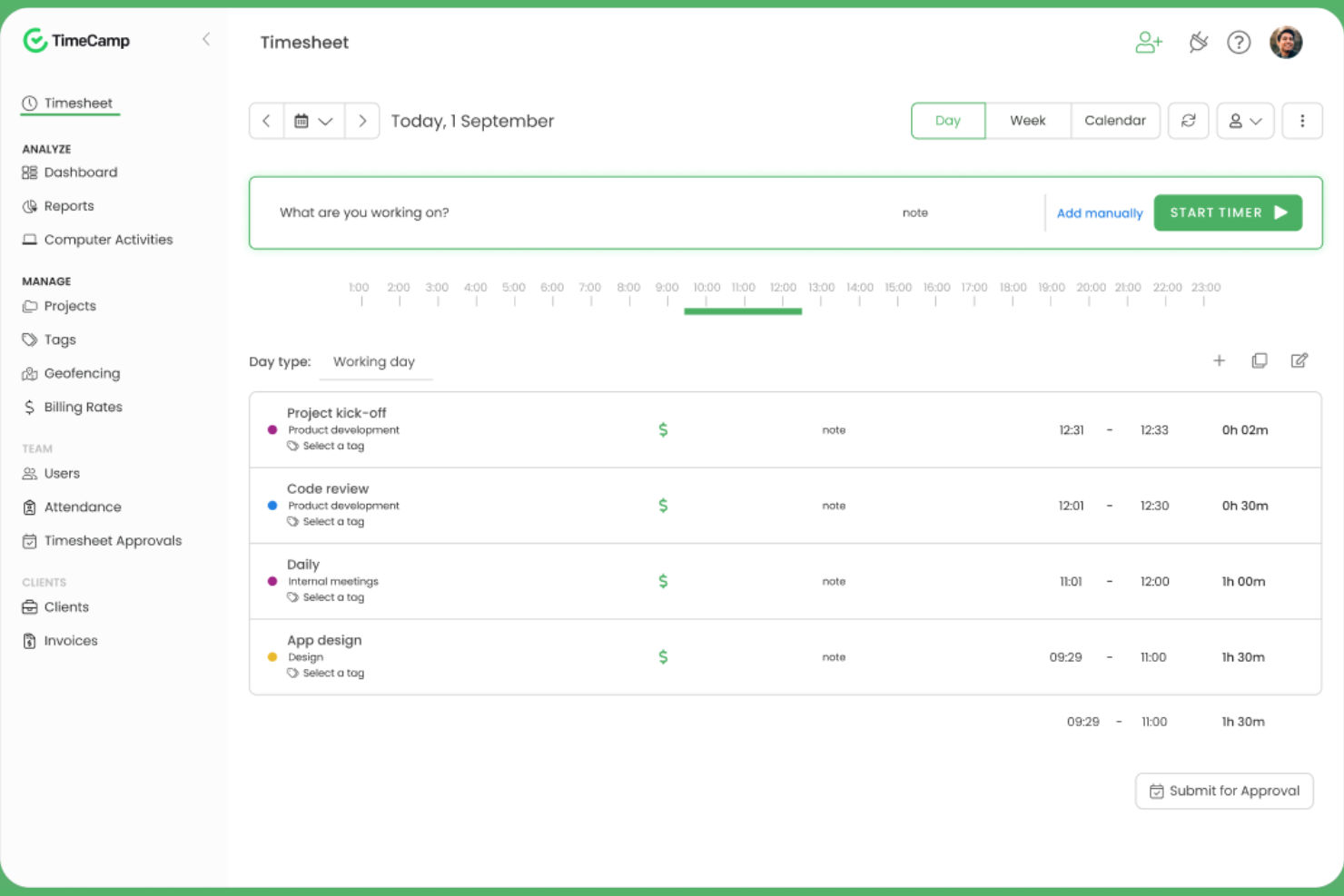 TimeCamp screenshot - 10 najlepszych programów do śledzenia czasu i wydatków wybranych na 2026 rok