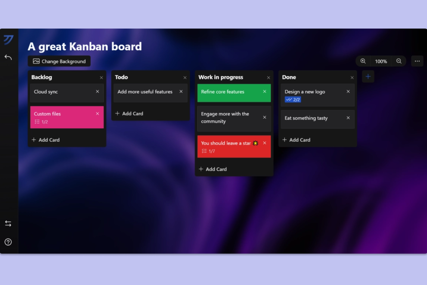 Kanri screenshot - 10 programów do zarządzania zadaniami offline na 2026 rok
