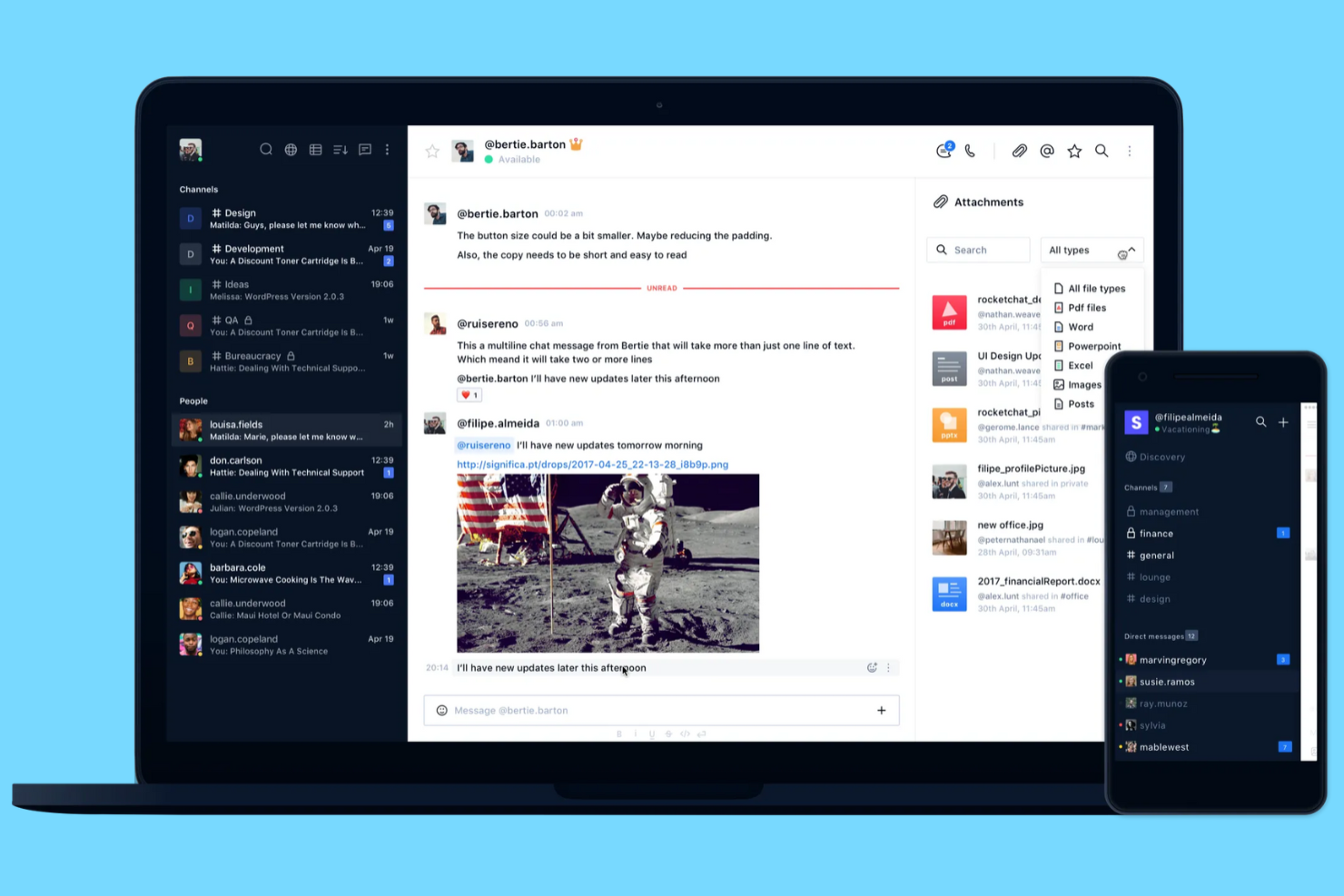 Rocket.Chat screenshot - 15 propozycji oprogramowania do współpracy open source na 2026 rok