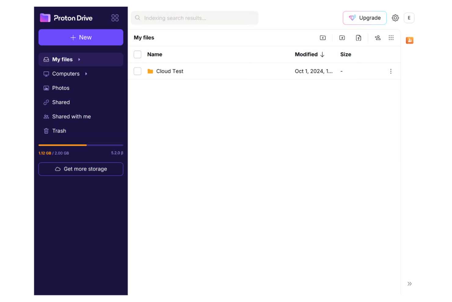 Proton Drive screenshot - 10 najlepszych alternatyw dla OneDrive do przechowywania plików w 2026 roku