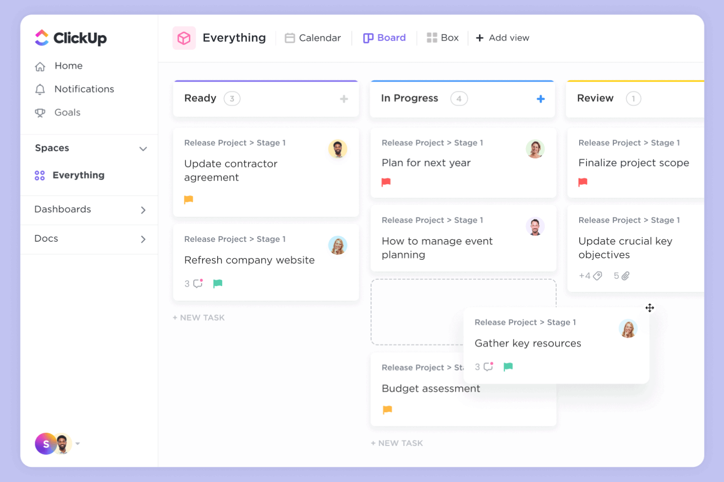 ClickUp screenshot - 10 programów do śledzenia zgłoszeń i projektów na 2026 rok