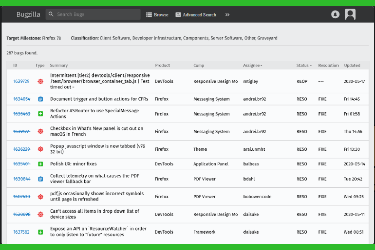 Bugzilla screenshot - 10 programów do śledzenia zgłoszeń i projektów na 2026 rok