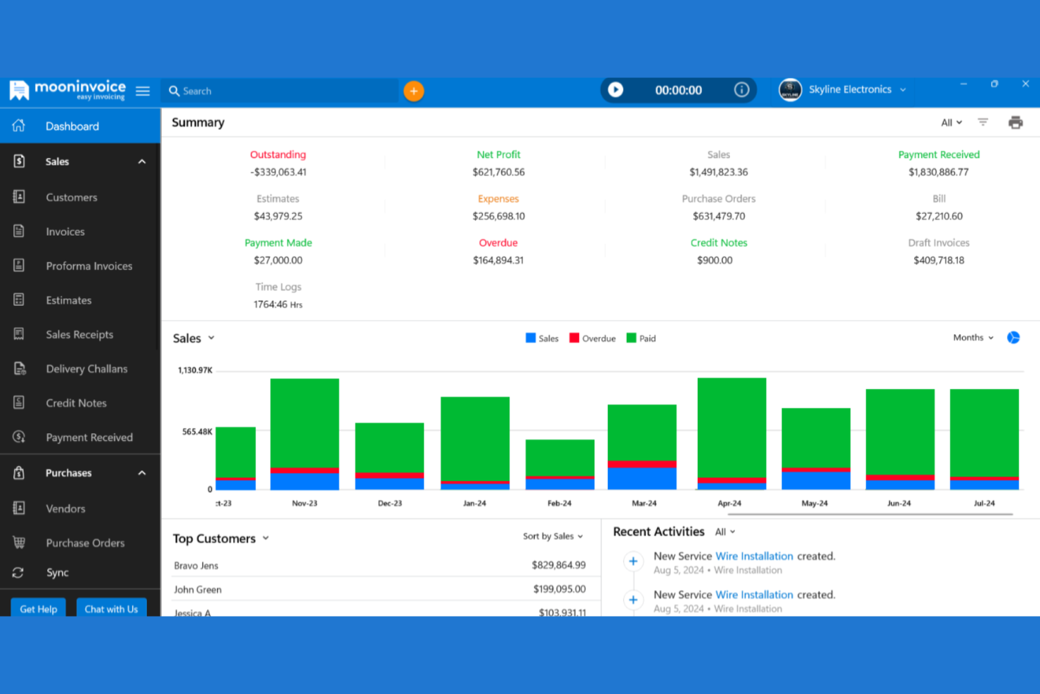 Moon Invoice screenshot - 10 najlepszych alternatyw dla QuickBooks na 2026 rok