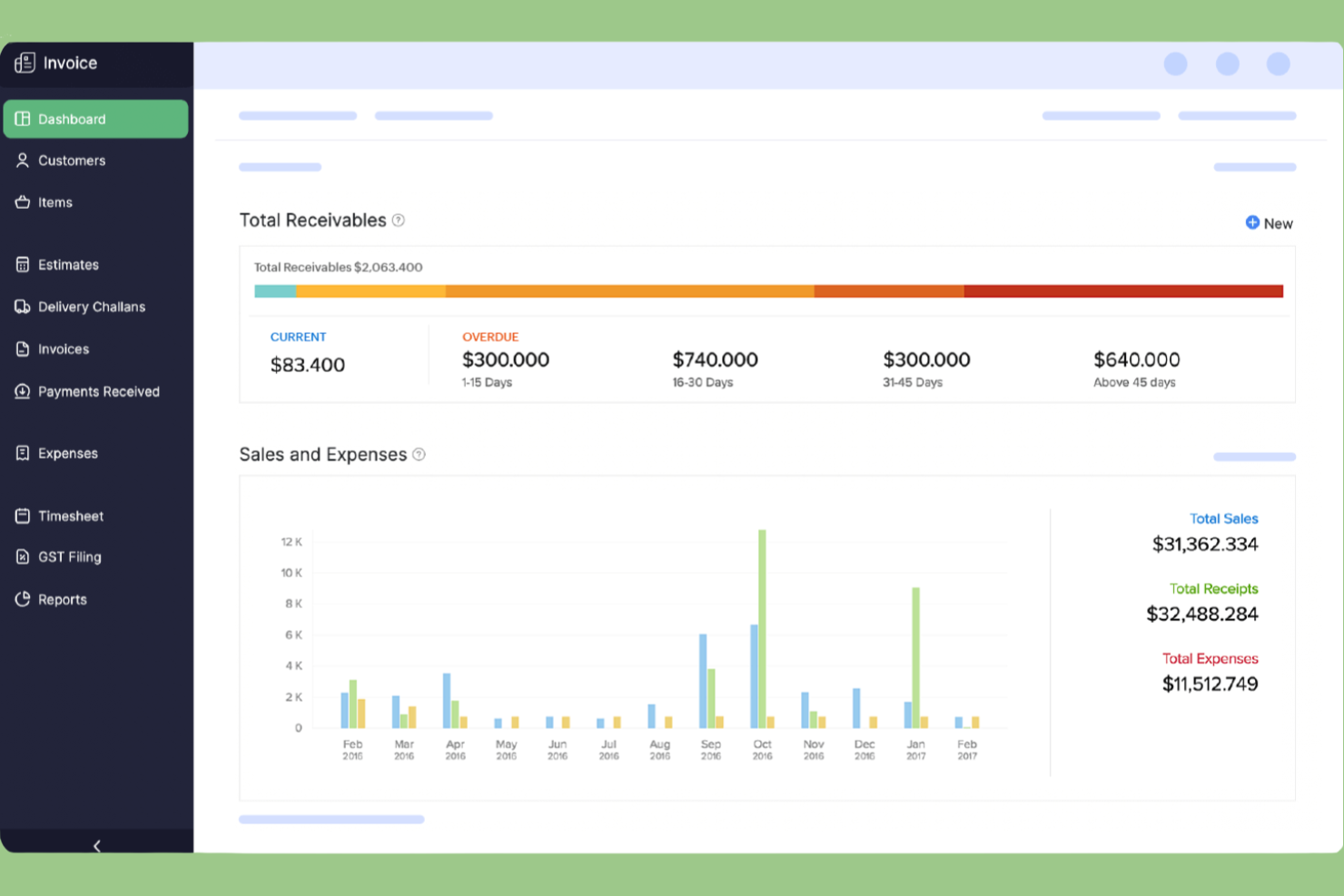 Zoho Invoice screenshot - 10 najlepszych alternatyw dla QuickBooks na 2026 rok
