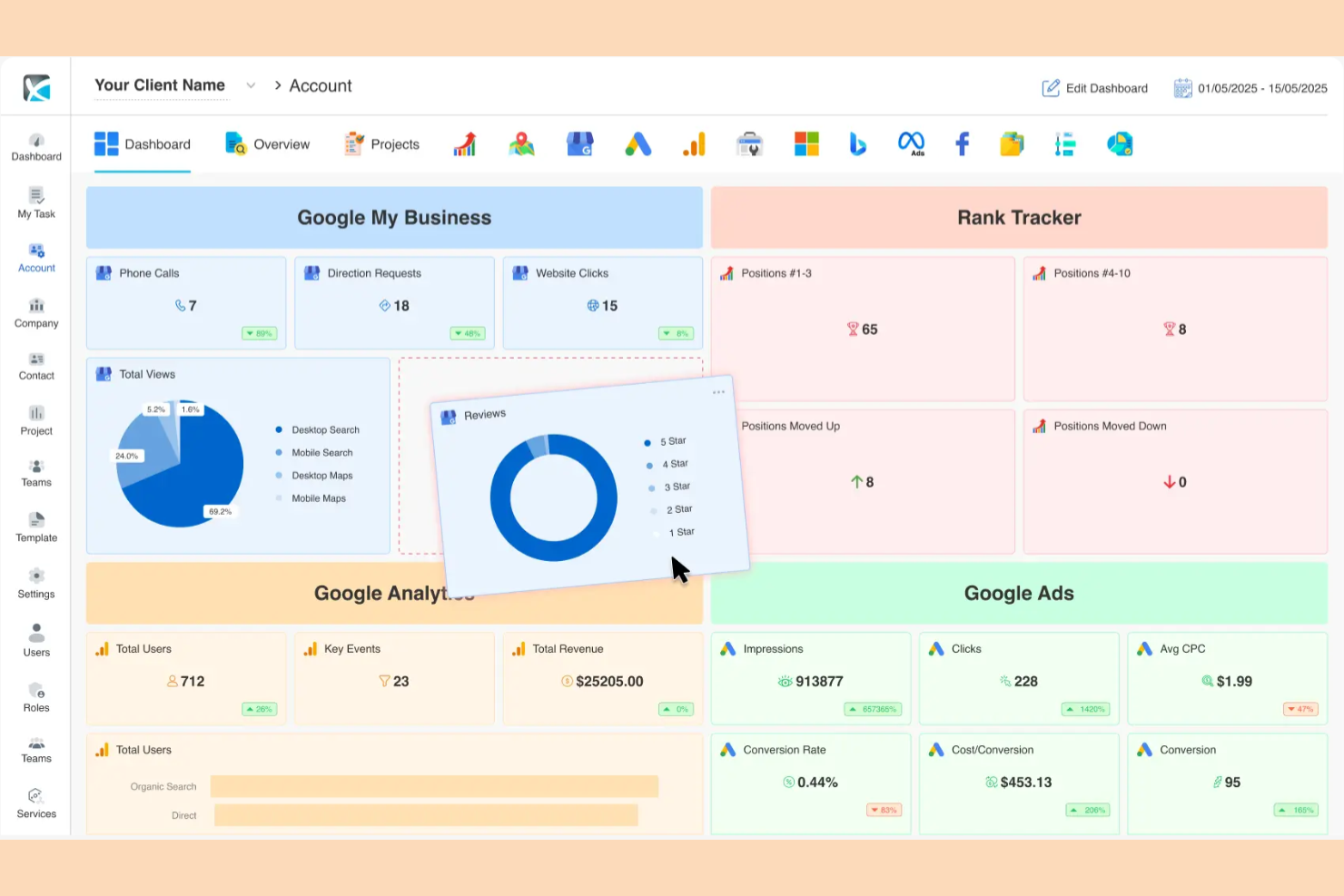 DAXRM screenshot - 10 najlepszych programów do zarządzania klientami SEO — recenzja w 2026 roku