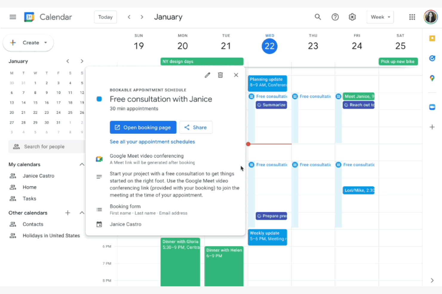 Google Calendar screenshot - 10 najlepszych alternatyw dla Calendly do rezerwowania spotkań w 2026 roku
