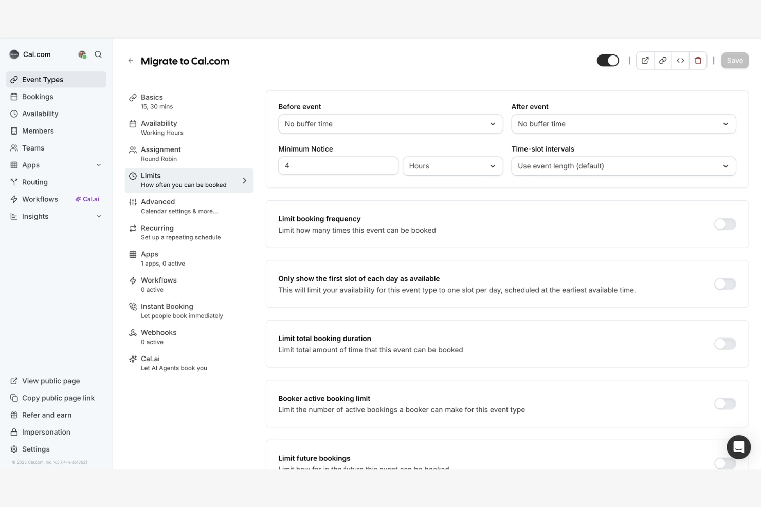 Cal.com screenshot - 10 najlepszych alternatyw dla Calendly do rezerwowania spotkań w 2026 roku