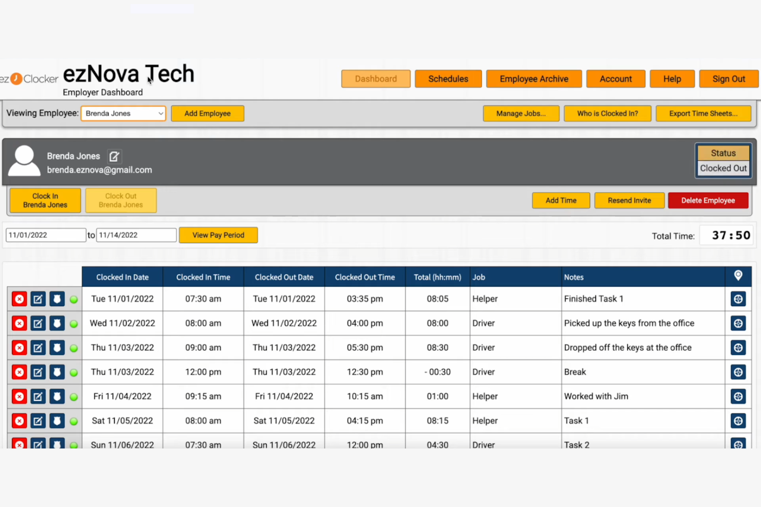 ezClocker screenshot - 10 najlepszych alternatyw dla Replicon do arkuszy czasu w 2026 roku