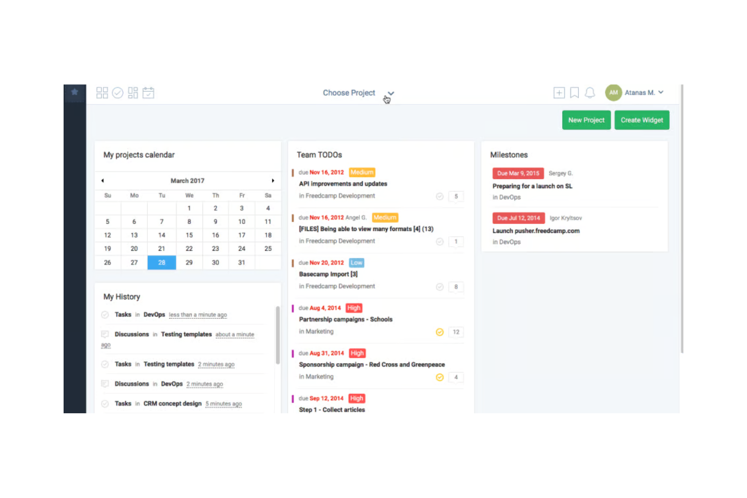 Freedcamp screenshot - 10 najlepszych narzędzi AI do zwinnego zarządzania projektami — recenzja na 2026 rok