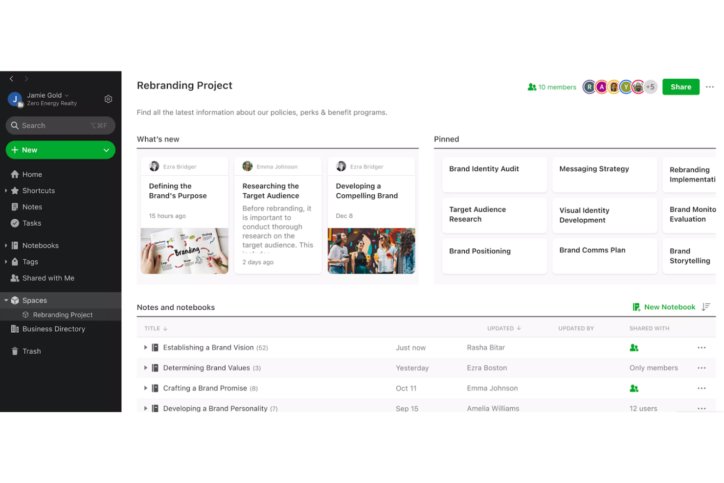Evernote screenshot - 10 najlepszych narzędzi do współpracy dla firm — recenzja na 2026 rok