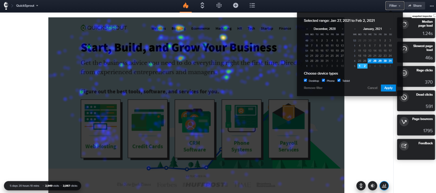 Crazy Egg screenshot - 10 najlepszych programów dla agencji — recenzja w 2026 roku