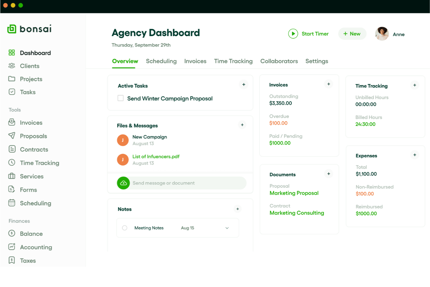 Bonsai Agency Software screenshot - 10 najlepszych programów dla agencji — recenzja w 2026 roku