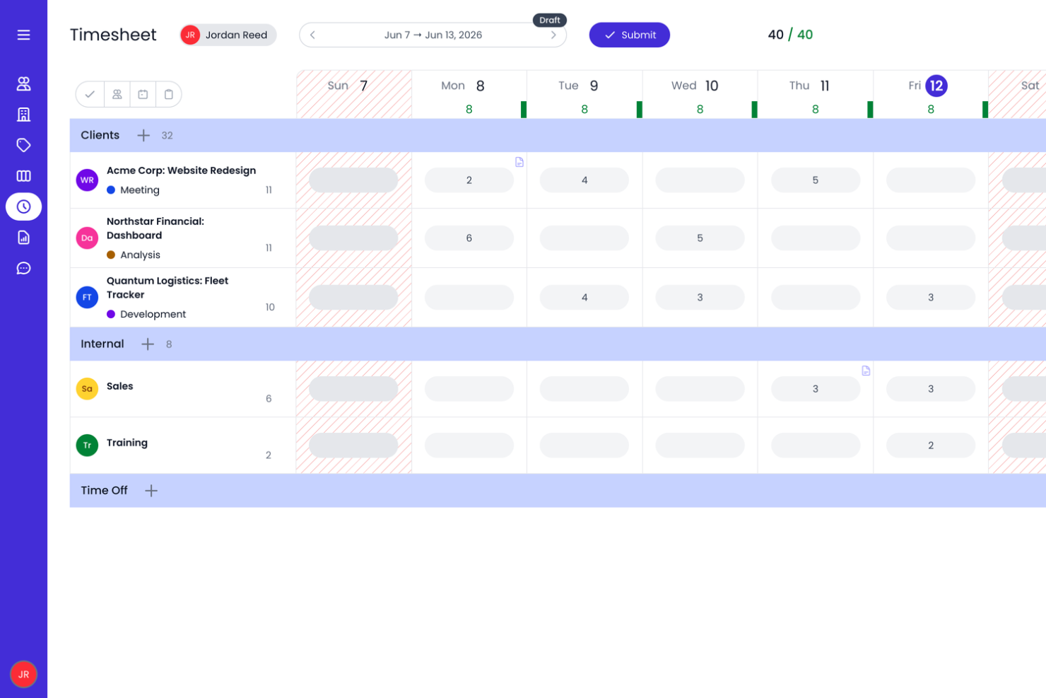 Beebole screenshot - 10 najlepszych programów do ewidencji czasu zwiększających produktywność w 2026 roku