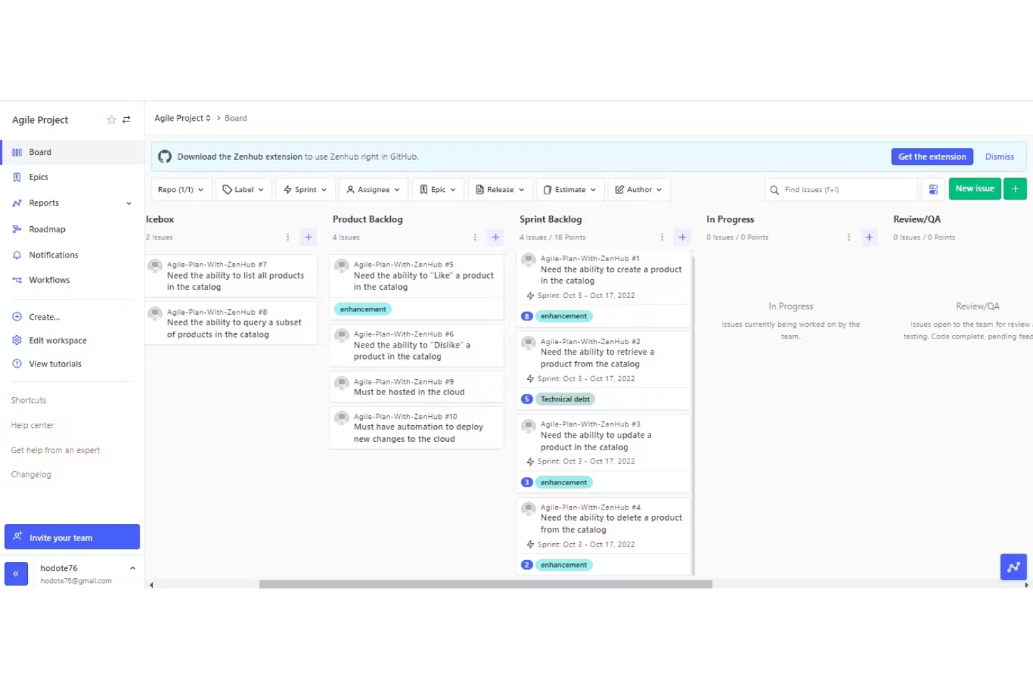 Zenhub screenshot - 10 najlepszych pulpitów zwinnych omówionych w 2026 roku