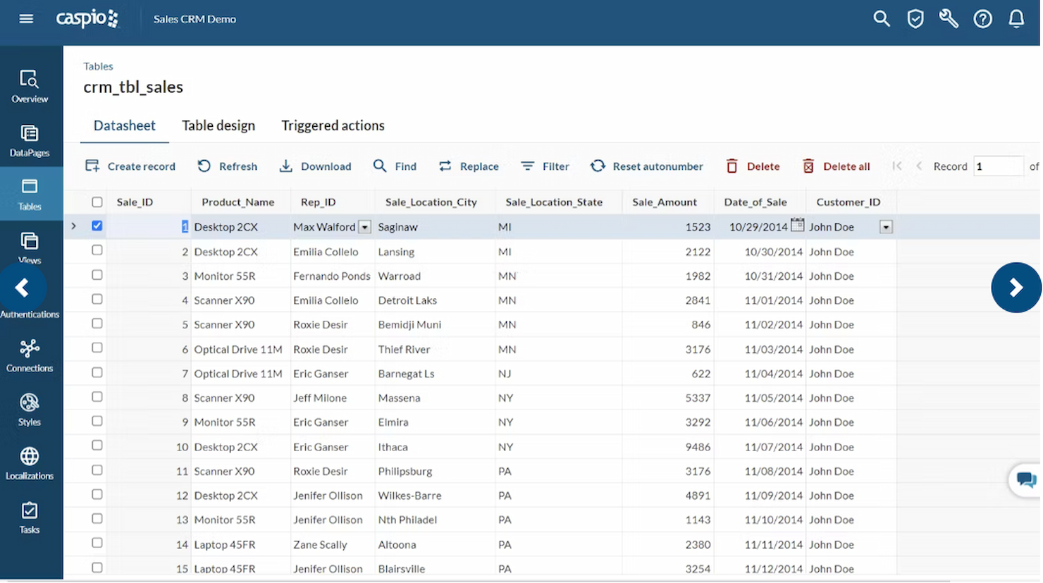 Caspio screenshot - 10 najlepszych alternatyw dla Quickbase dla zespołów projektowych w 2026 roku