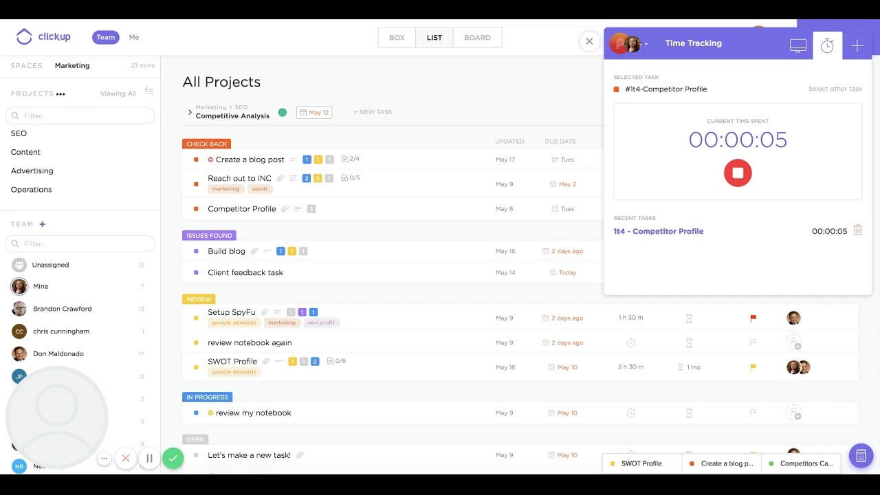 ClickUp screenshot - 10 najlepszych programów do planowania projektów dla zespołów w 2026 roku
