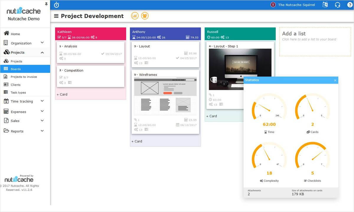 Nutcache screenshot - 10 najlepszych programów z panelami zarządzania projektami na 2026 rok