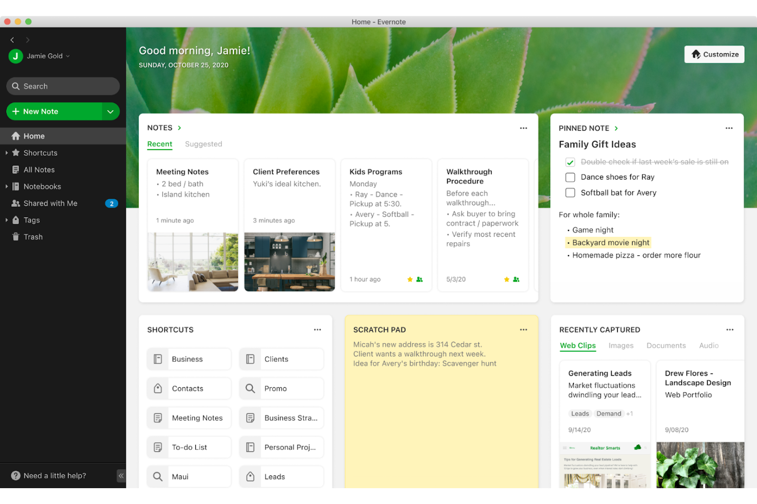 Evernote screenshot - 10 najlepszych aplikacji do tworzenia list zadań — recenzja na 2026 rok