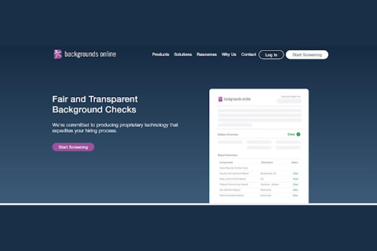 Backgrounds Online screenshot - 10 najlepszych usług weryfikacji pracowników — recenzja na 2026 rok