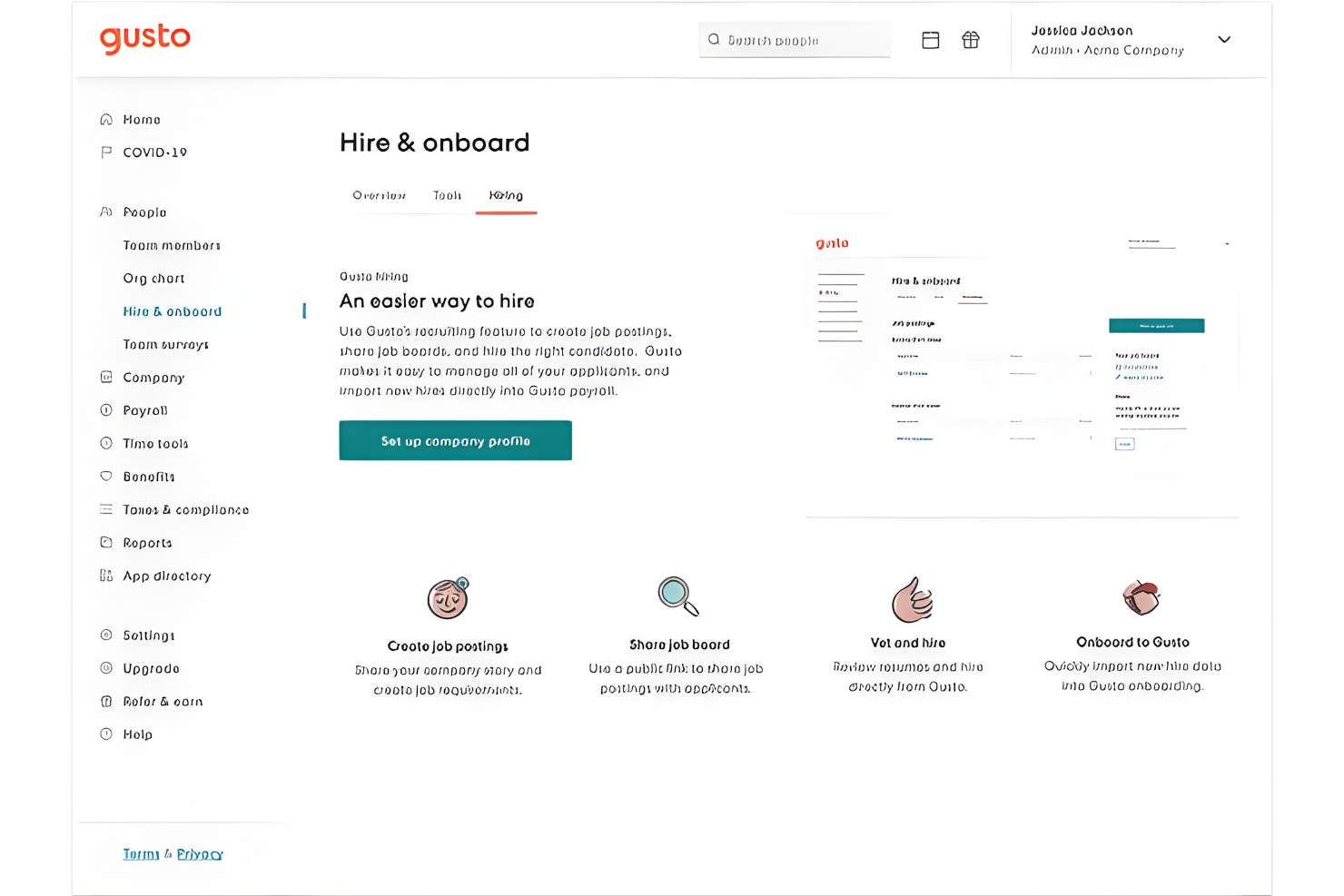 Gusto screenshot - 10 najlepszych programów HR dla organizacji non-profit — recenzja na 2026 rok
