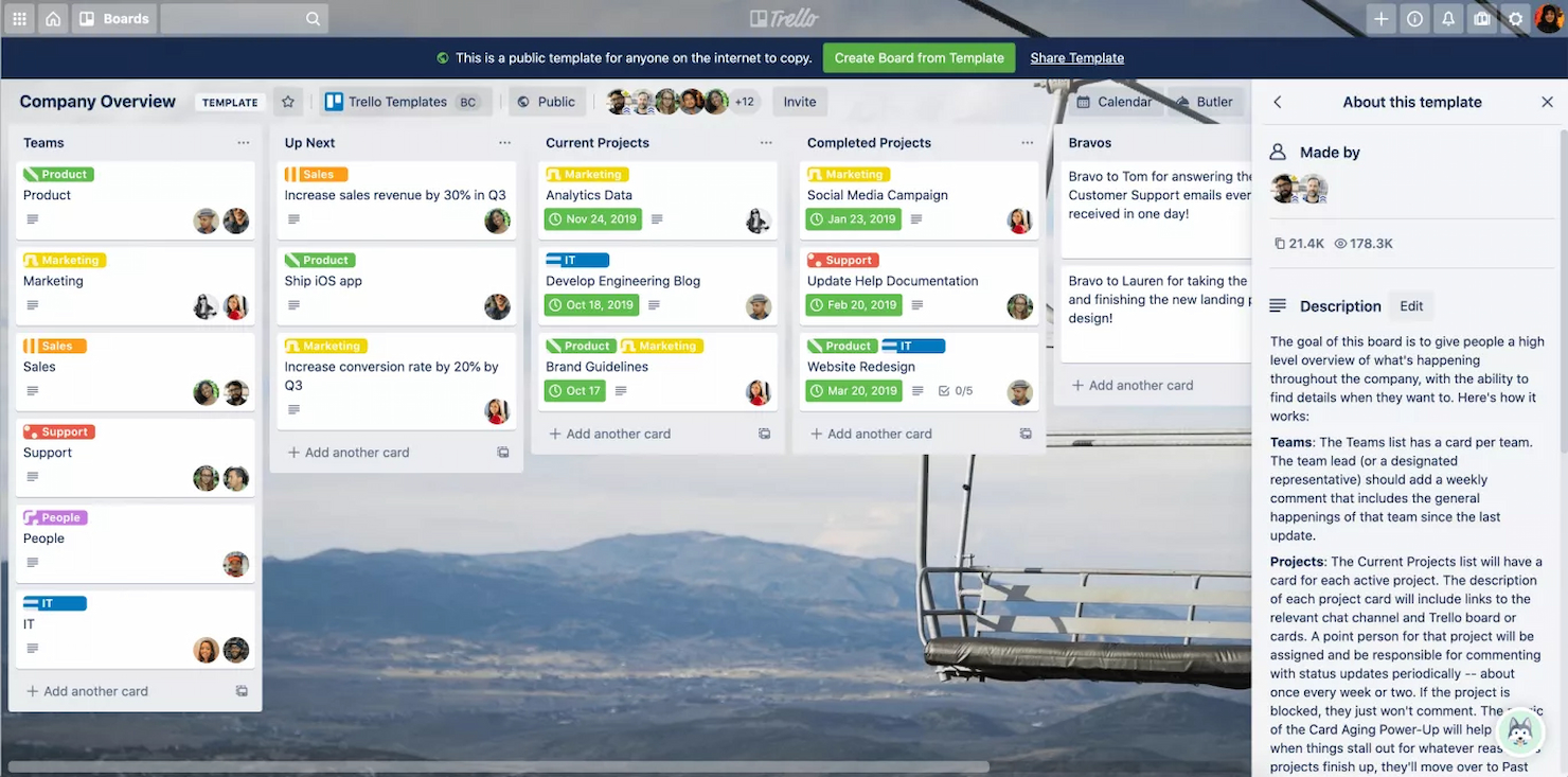 Trello screenshot - 10 opcji oprogramowania do raportowania projektów na 2026 rok