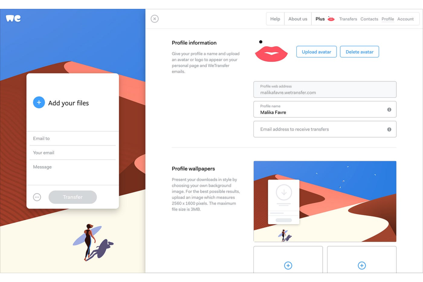 WeTransfer screenshot - 10 najlepszych programów do udostępniania plików dla bezpiecznego przesyłania w 2026 roku