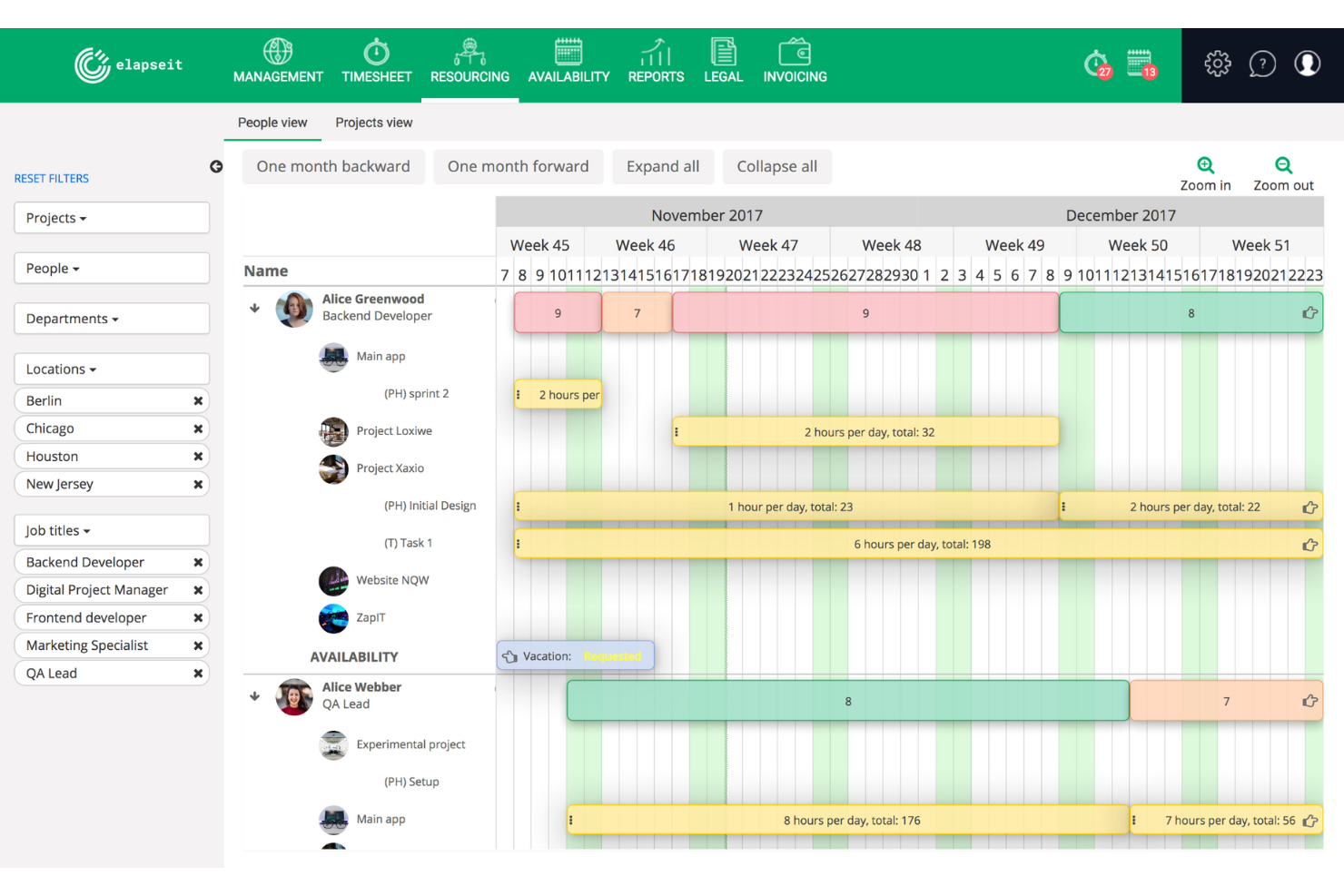 elapseit screenshot - 10 najlepszych programów do rezerwacji zasobów dla projektów w 2026 roku