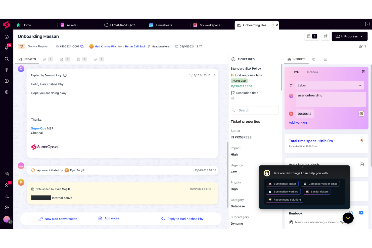 SuperOps screenshot - 10 najlepszych programów do obsługi zgłoszeń zapewniających doskonałą obsługę w 2026 roku