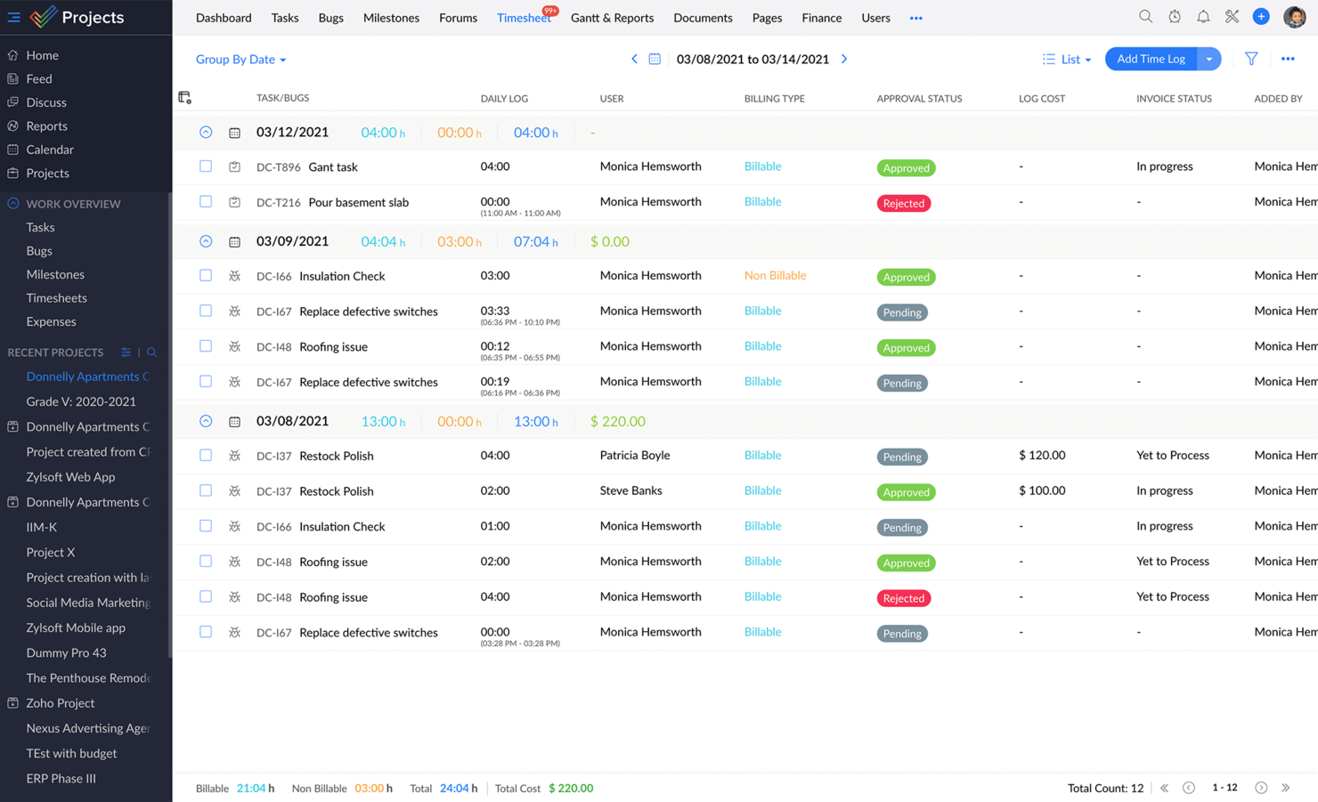 Zoho Projects screenshot - 10 najlepszych programów do planowania projektów, które wypróbowałem w 2026 roku