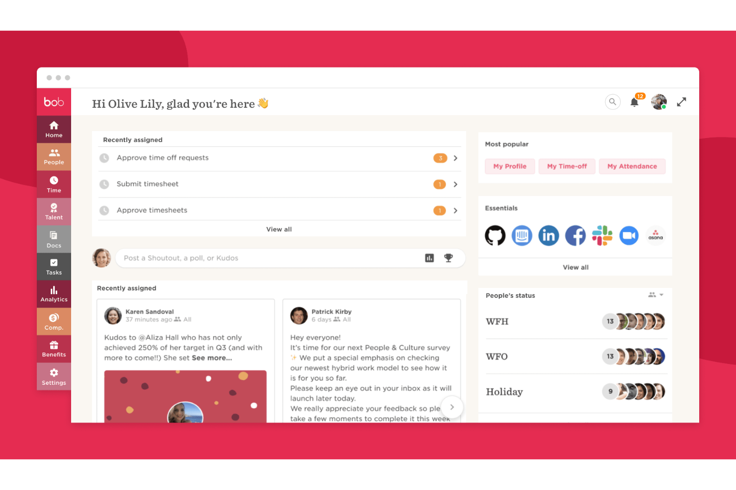 HiBob screenshot - 10 najlepszych programów płacowych dla startupów w 2026 roku