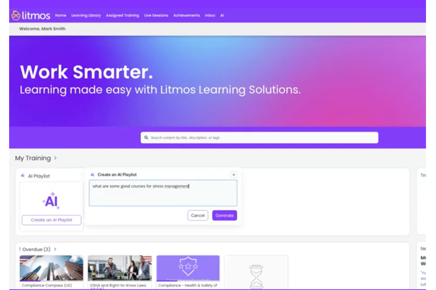 Litmos LMS screenshot - 10 najlepszych systemów zarządzania nauką opartych na sztucznej inteligencji — recenzja w 2026 roku
