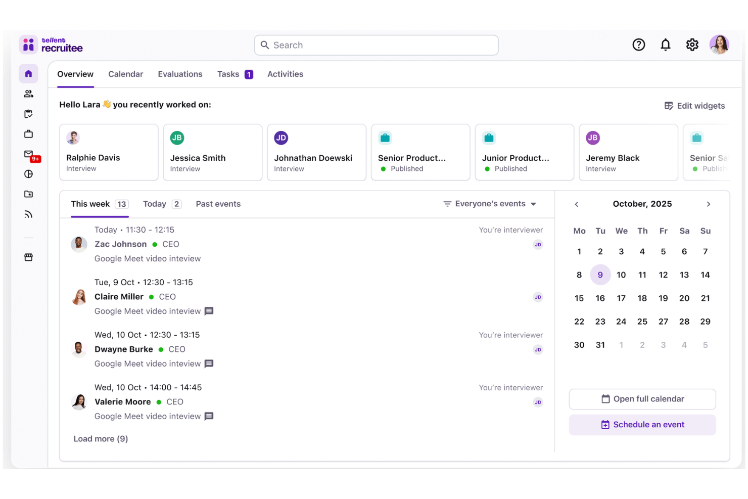 Recruitee screenshot - 10 najlepszych programów do śledzenia kandydatów dla zespołów marketingowych w 2026 roku
