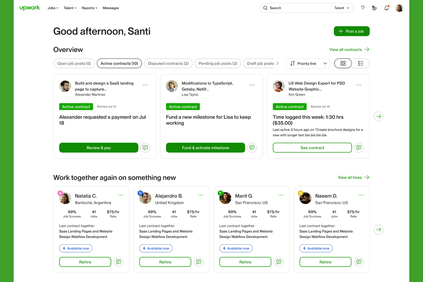 Upwork screenshot - 10 najlepszych programów do zarządzania freelancerami w 2026 roku