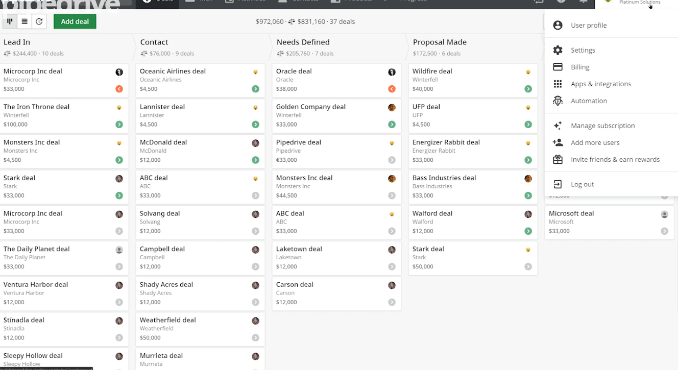 Pipedrive CRM screenshot - 10 najlepszych programów do baz danych klientów & baz danych odbiorców na 2026 rok